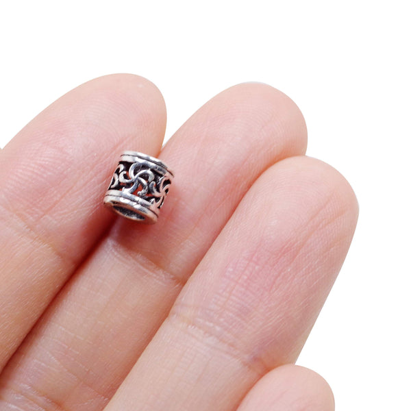 2 Pcs Vintage 925 Sterling Silver Tube Spacer Bead