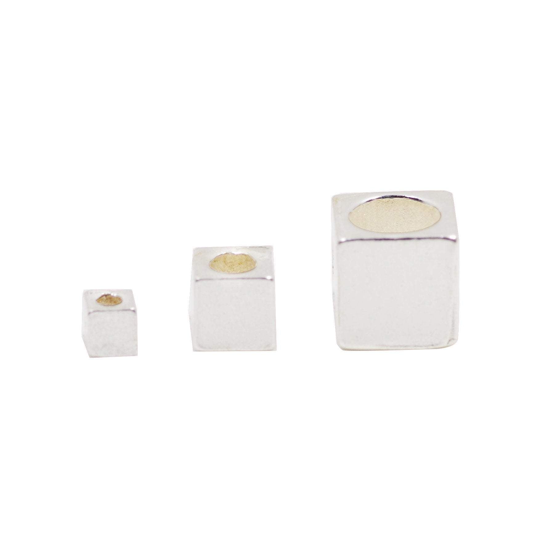 6 Pcs 925 Sterling Silver Cube Spacer Bead for Jewelry Making