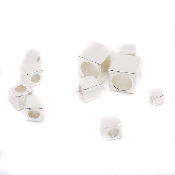 6 Pcs 925 Sterling Silver Cube Spacer Bead for Jewelry Making