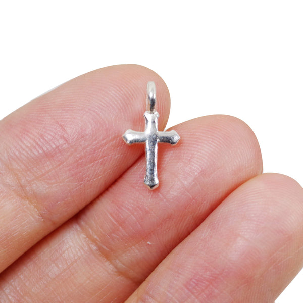 2 Pcs 925 Sterling Silver Cross Charm for Jewelry Making