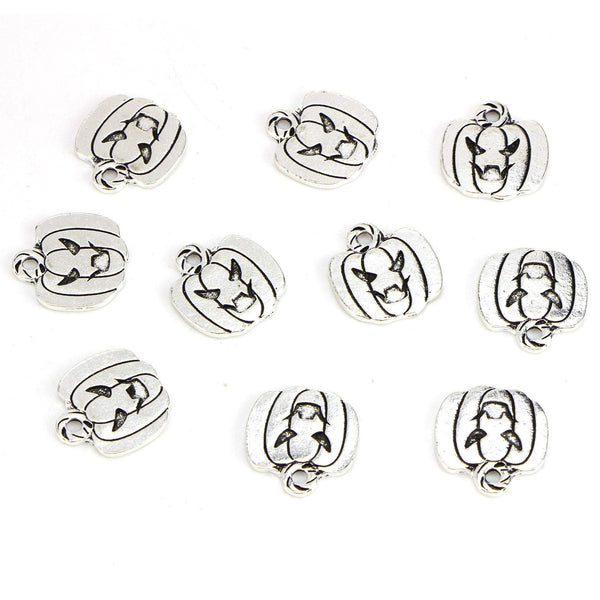 10 Piece Pumpkin Charms Antique  Halloween Pumpkin Pendant Tibetan silver