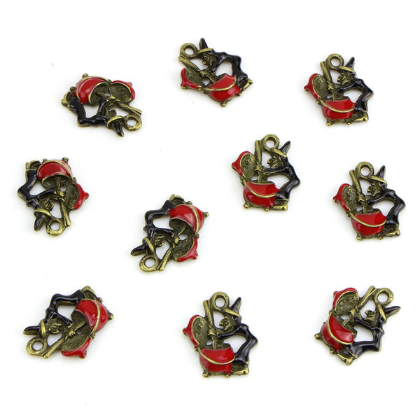 10 Piece Witch Charms Antique  Halloween Witch Enamel Pendant Zinc Alloy