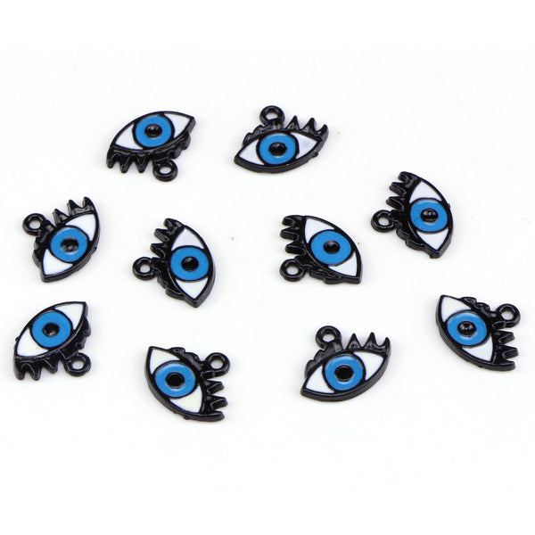 10 Piece Blue Evil Eye Charms Antique  Halloween Eye Enamel Pendant Zinc Alloy