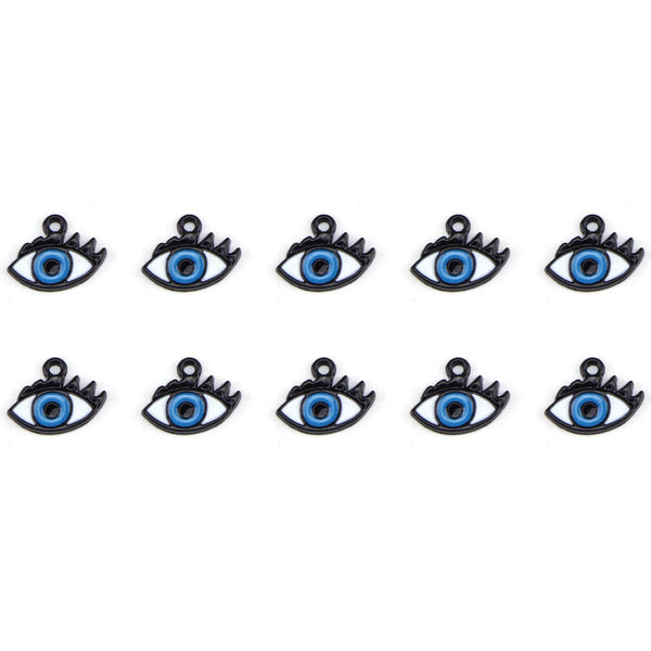 10 Piece Blue Evil Eye Charms Antique  Halloween Eye Enamel Pendant Zinc Alloy
