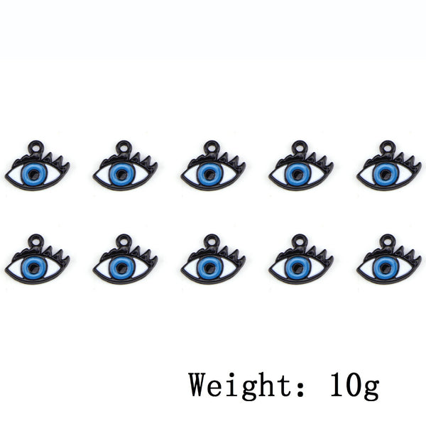 10 Piece Blue Evil Eye Charms Antique  Halloween Eye Enamel Pendant Zinc Alloy