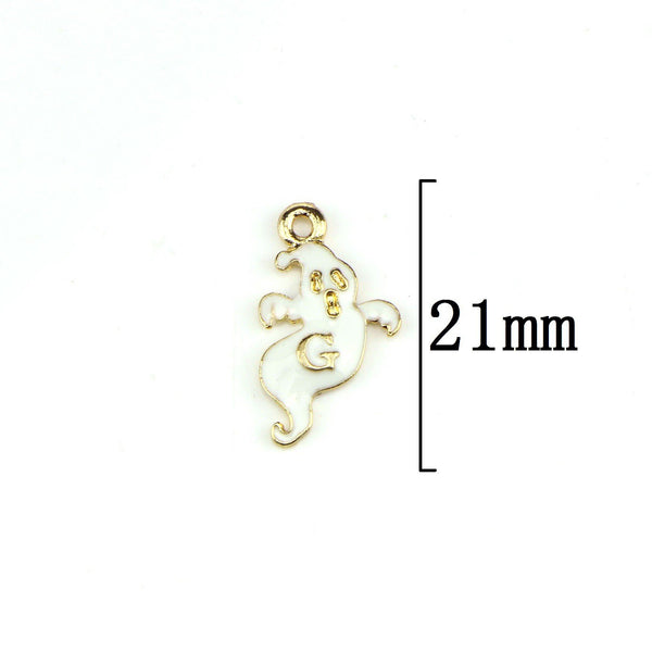 10 Piece Ghost Charms Antique  Halloween Ghost Enamel Pendant Zinc Alloy