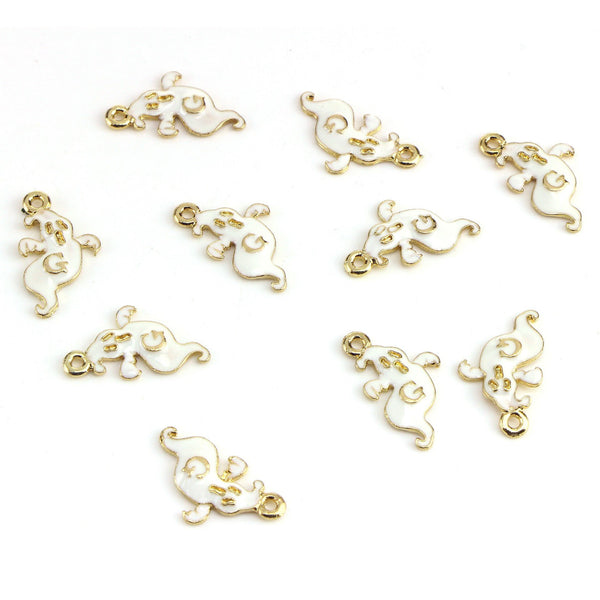 10 Piece Ghost Charms Antique  Halloween Ghost Enamel Pendant Zinc Alloy