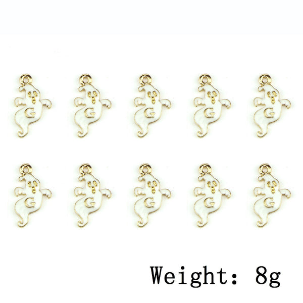 10 Piece Ghost Charms Antique  Halloween Ghost Enamel Pendant Zinc Alloy