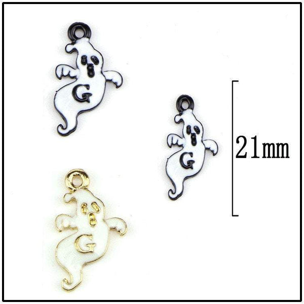 10 Piece Ghost Charms Antique  Halloween Ghost Enamel Pendant Zinc Alloy Black