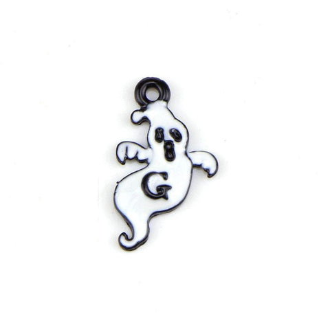 10 Piece Ghost Charms Antique  Halloween Ghost Enamel Pendant Zinc Alloy Black