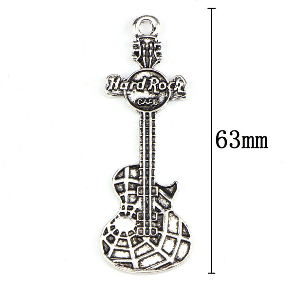 4 Piece Guitar with Web Pattern Charms Antique  Halloween Pendant Tibetan silver