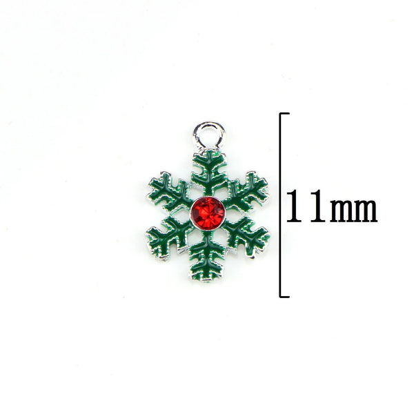 10 Pcs Christams Snowflake Enamel Charm Jewelry Bracelet Pendant