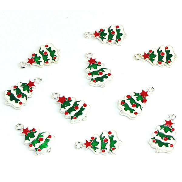 10 Pcs Christams Tree Enamel Charm Jewelry Bracelet Pendant