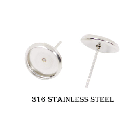 100 Pcs 316L Stainless Steel Earring Posts Blank