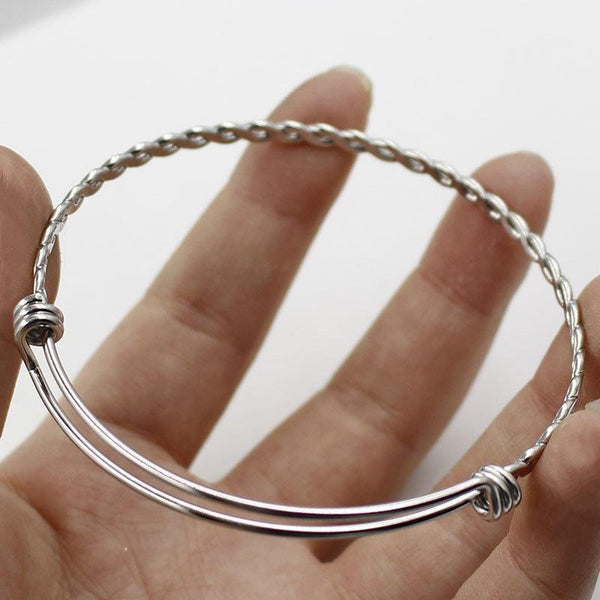 5 Pcs Twisted Stainless Adjustable Braided Bangle Bracelet Triple Loops