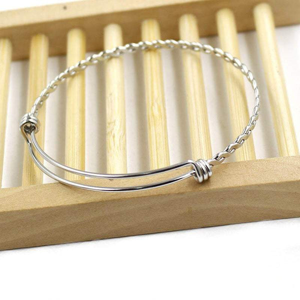 5 Pcs Twisted Stainless Adjustable Braided Bangle Bracelet Triple Loops