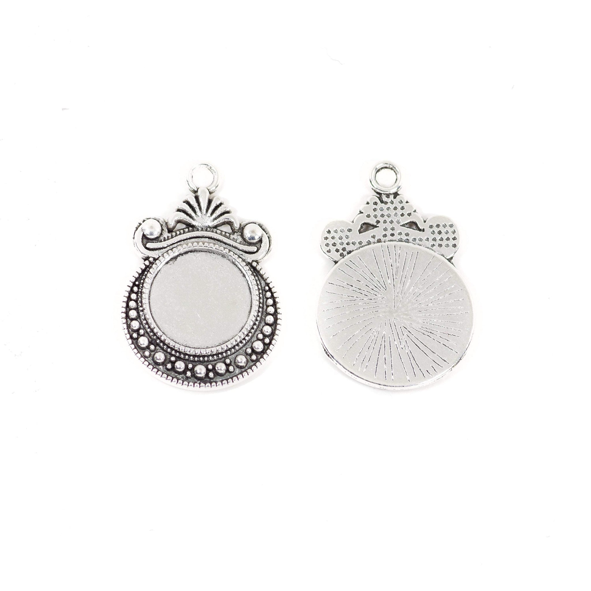 10 Pcs Moon Pendant Trays - Inner 12mm Round Cabochon Setting Wholesale