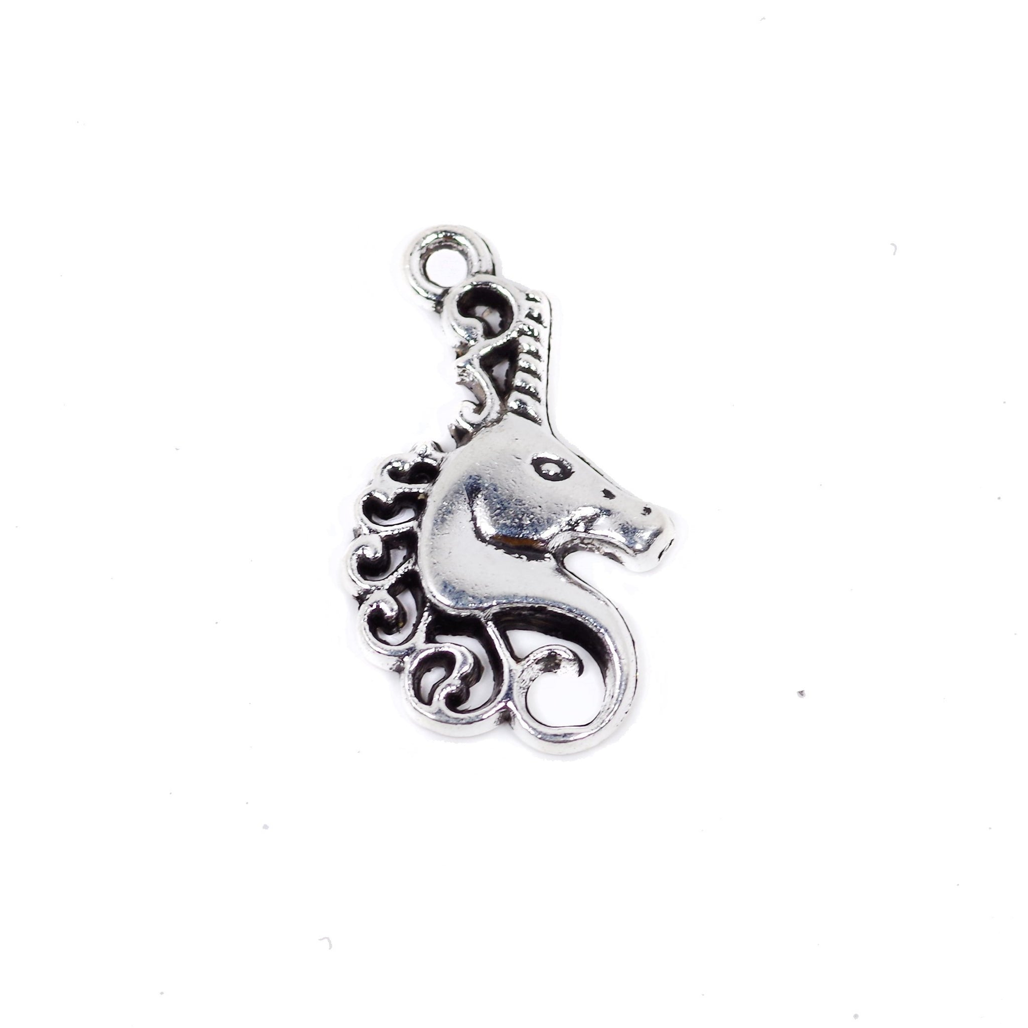 10 Unicorn Charms Antique Silver Tone Pendant