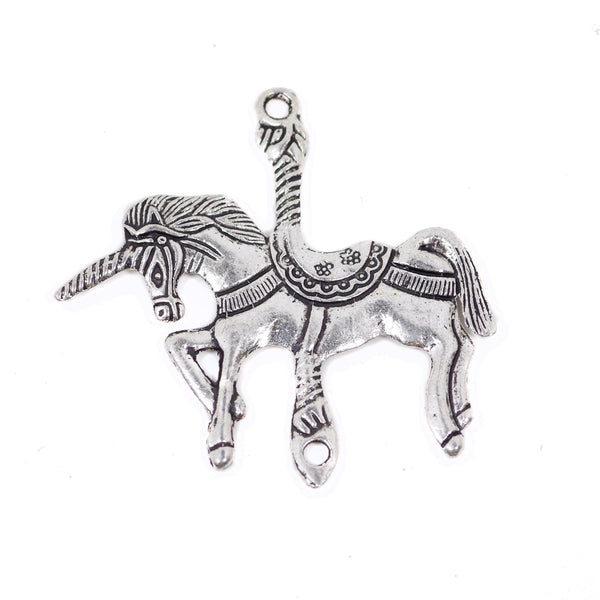 4 Unicorn Charms Antique Silver Tone Pendant