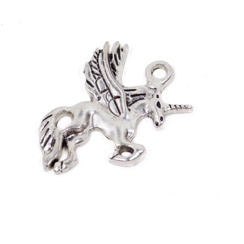 6 Unicorn Charms Antique Silver Tone Pendant