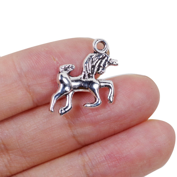 10 Unicorn Charms Antique Silver Tone Pendant