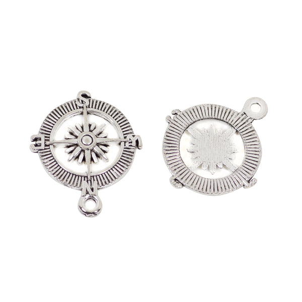 8 Pcs Circle Compass Charm Antique Alloy Jewelry Pendant