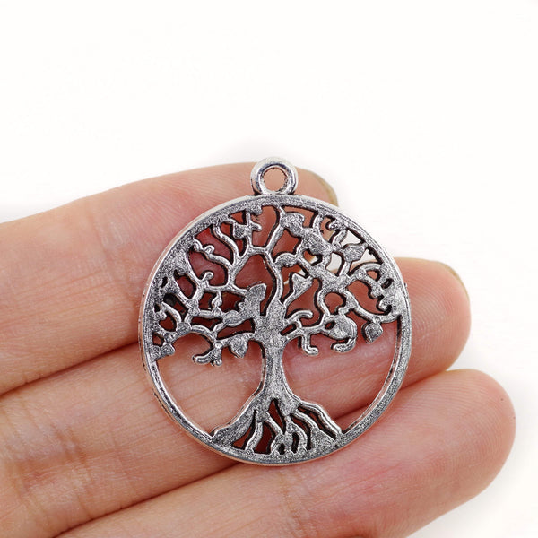 10 Pcs Tree Charm Pendant Antique Alloy, Double side