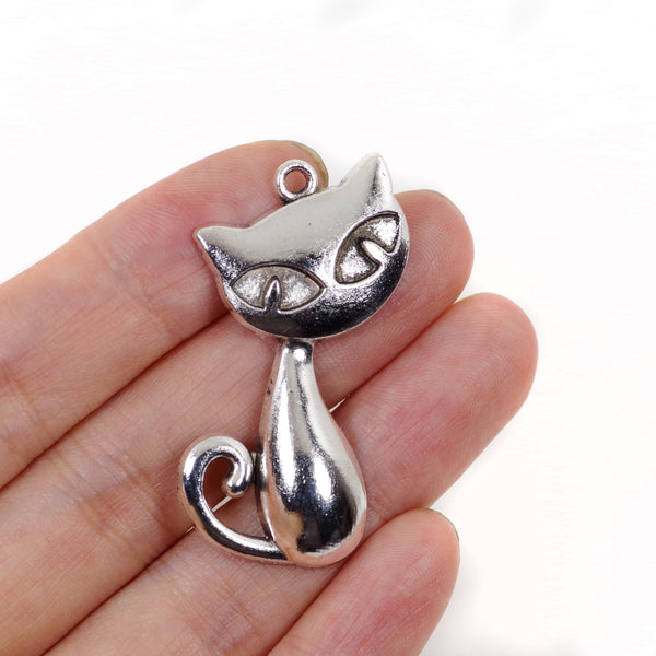 6 Pcs Cat Charm Antique Alloy Jewelry Pendant