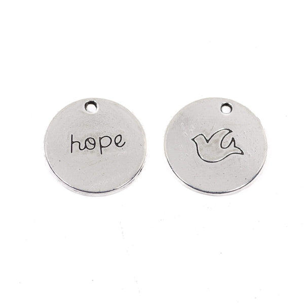 6 Pcs Hope Charm Antique Alloy Jewelry Pendant