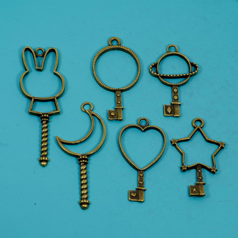 6 Pcs Key Charm Antique Bronze Pendant