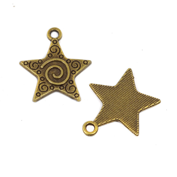 10 Pcs Star Charm Antique Bronze Jewelry Pendant