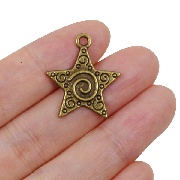 10 Pcs Star Charm Antique Bronze Jewelry Pendant