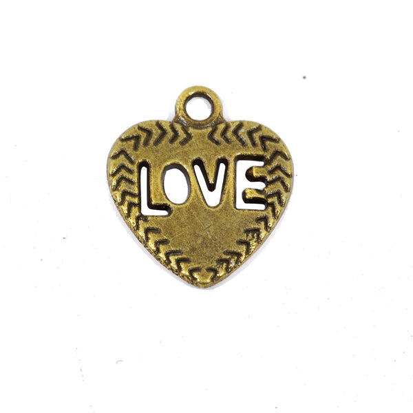 10 Pcs Love Charm Antique Bronze Jewelry Pendant