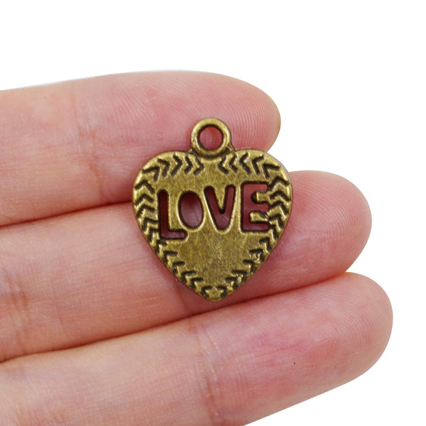 10 Pcs Love Charm Antique Bronze Jewelry Pendant