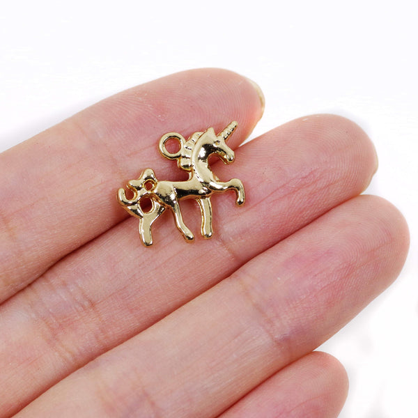 4 Pcs Gold Plated Unicorn Charm - Double Side