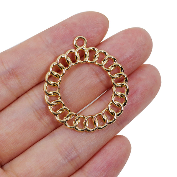 2 Pcs Gold Plated Circle Charm for Jewelry Making