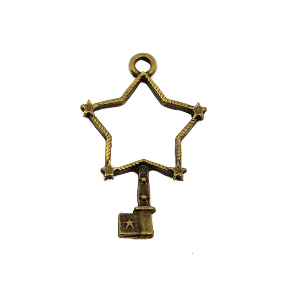 10 Pcs Star Key Charm Antique Bronze Jewelry Pendant