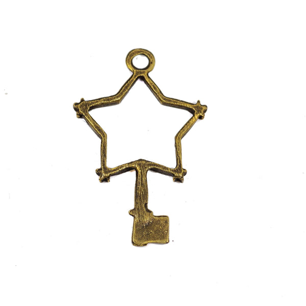 10 Pcs Star Key Charm Antique Bronze Jewelry Pendant