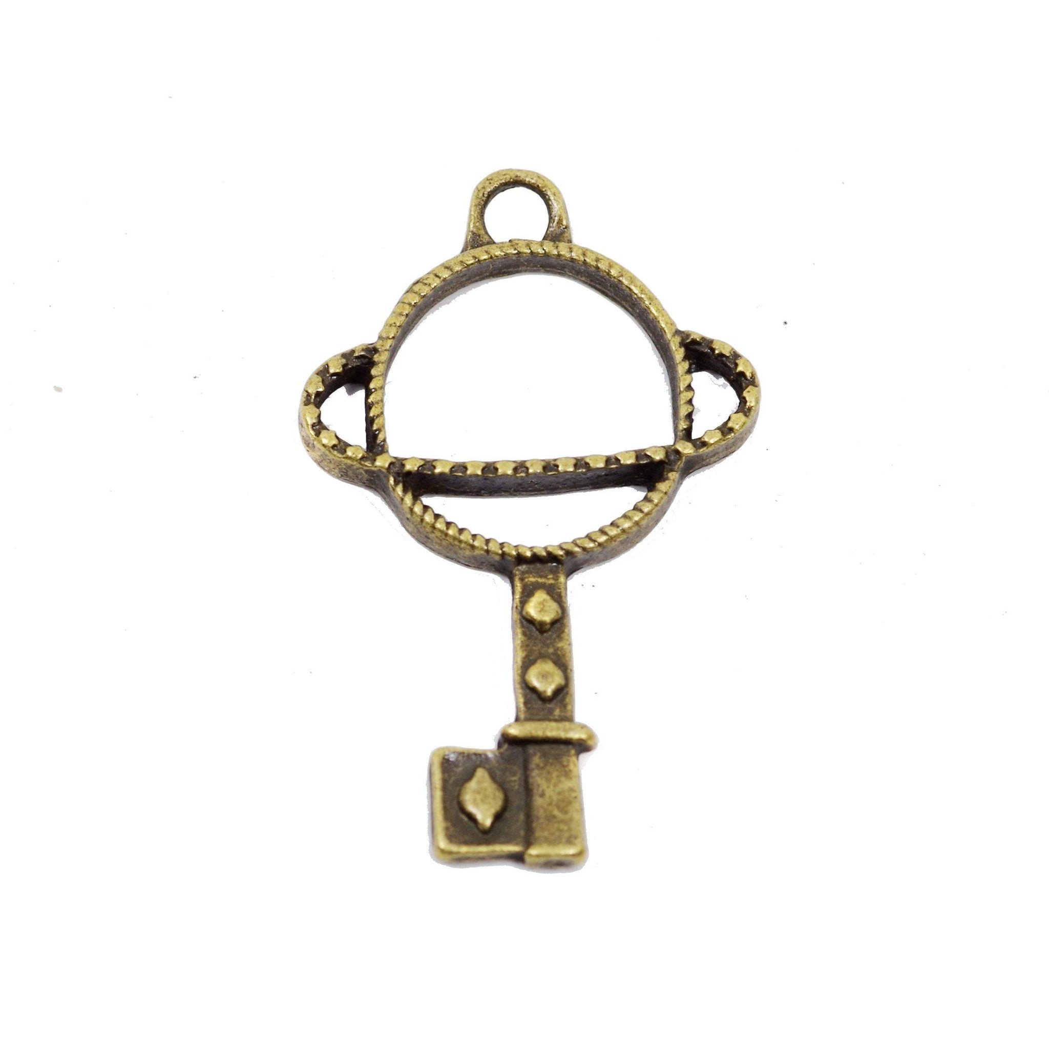 10 Pcs Ocean Key Charm Antique Bronze Jewelry Pendant