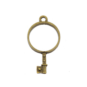 10 Pcs Circle Key Charm Antique Bronze Jewelry Pendant