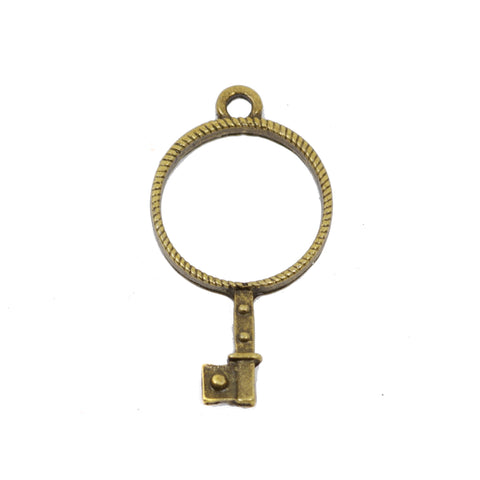 10 Pcs Circle Key Charm Antique Bronze Jewelry Pendant