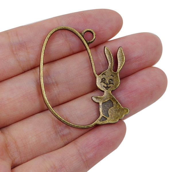 4 Pcs Easter Charm Antique Bronze Jewelry Pendant