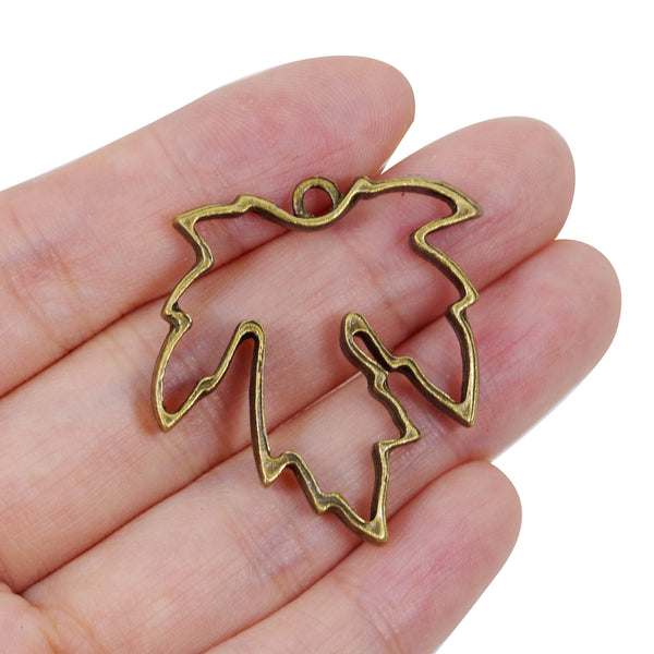 4 Pcs Vintage Leaf Charm Antique Bronze Jewelry Pendant