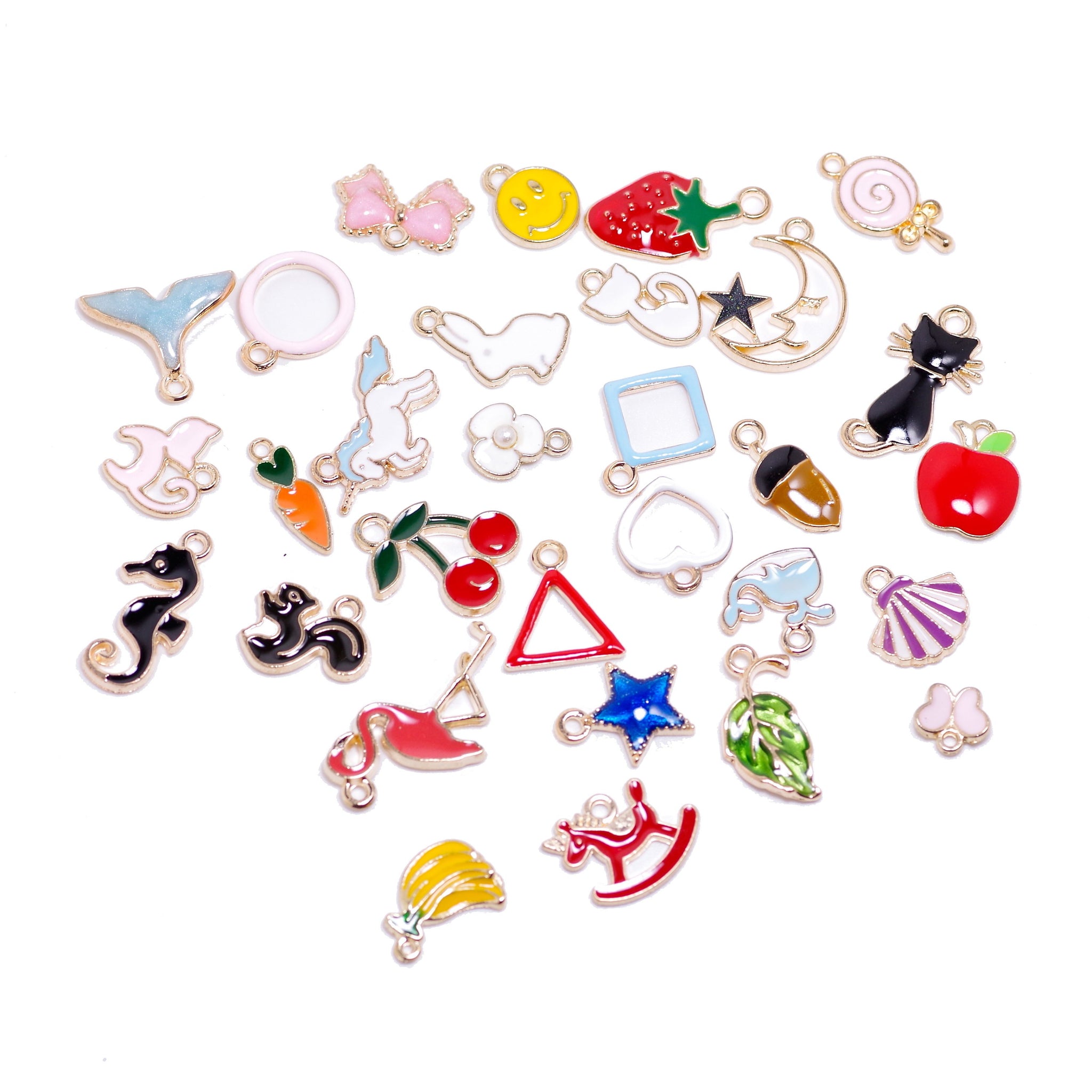 Bulk Jewelry Making Supplies, 30 PCS Cute Enamel Charm