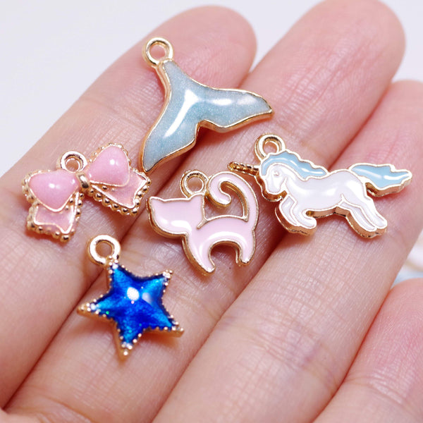 Bulk Jewelry Making Supplies, 30 PCS Cute Enamel Charm