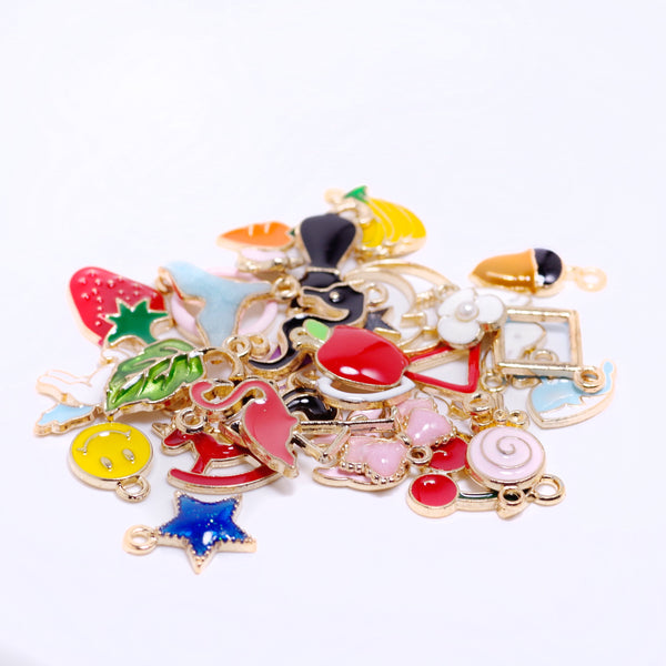 Bulk Jewelry Making Supplies, 30 PCS Cute Enamel Charm