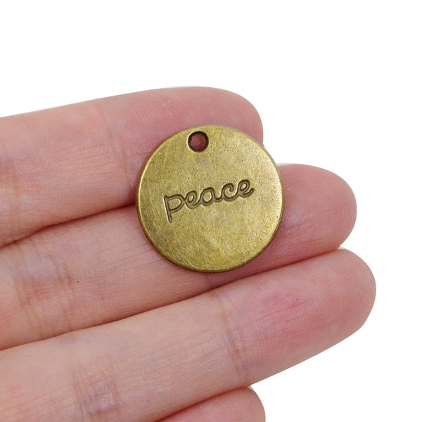 4 Pcs Vintage Peace Charm Antique Bronze Jewelry Pendant