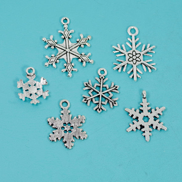 6 Pcs Bulk Wholesale Snowflake Charms