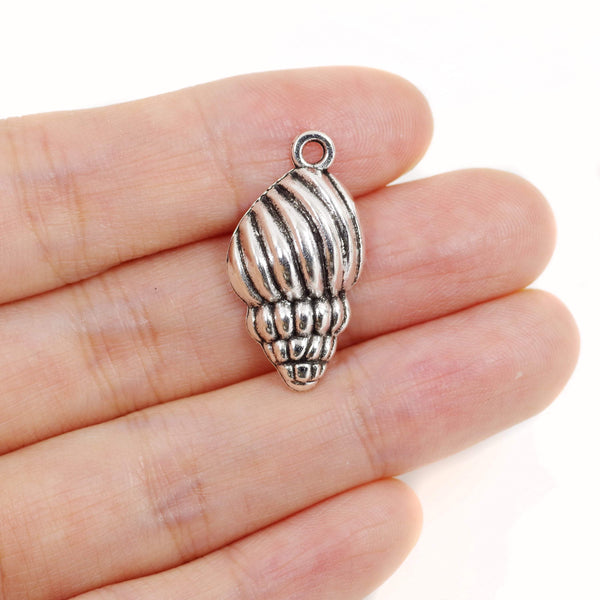 10 Pcs Seashell Charm Antique Alloy Jewelry Pendant