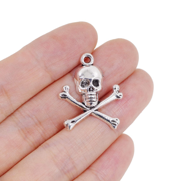 6 Pcs Vintage Skull Charm Antique Alloy Jewelry Pendant